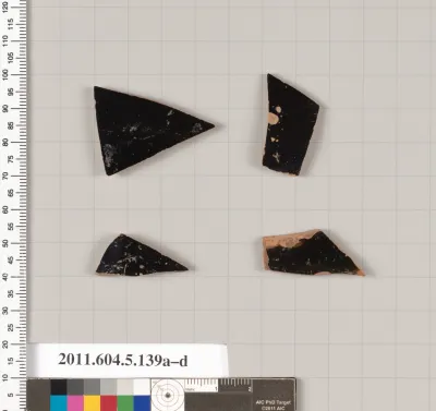 Terracotta fragments of kylikes (drinking cups)