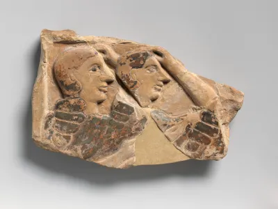 Fragment of a terracotta funerary plaque