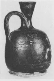 LEKYTHOS, SQUAT (ETRUSCAN, BLACK GLAZE)