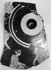 LEKANIS LID, FRAGMENT (ATHENIAN, RED-FIGURE)