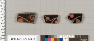 Terracotta fragments of kylikes (drinking cups)