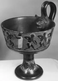 KANTHAROS, ONE HANDLED (ATHENIAN, BLACK-FIGURE)
