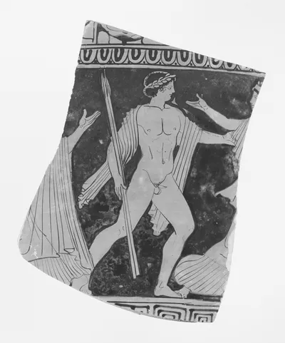 Lucanian Red-Figure Amphora Fragment, Panathenaic Shape