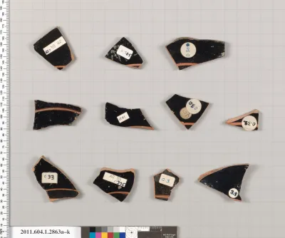 Terracotta fragments of kylikes (drinking cups)