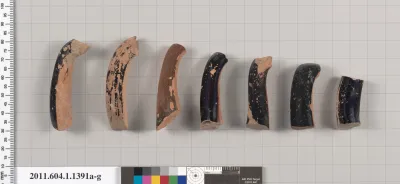 Terracotta fragments of kylikes (drinking cups)