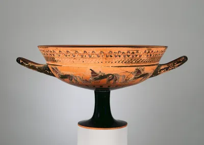Terracotta kylix: hybrid Siana lip-cup (drinking cup)