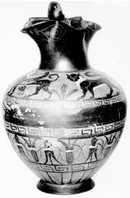 OINOCHOE (ETRUSCAN, BLACK-FIGURE)