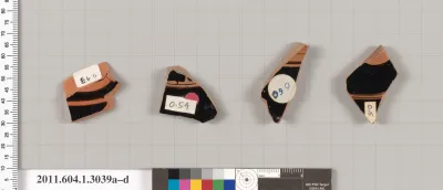 Terracotta fragments of kylikes (drinking cups)