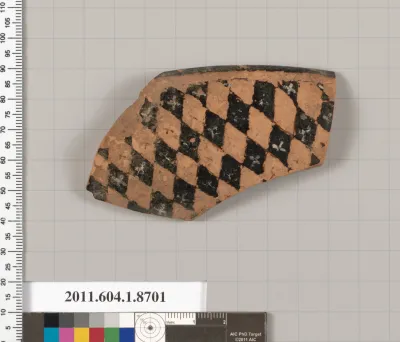 Terracotta rim fragment of a stemless kylix (drinking cup)