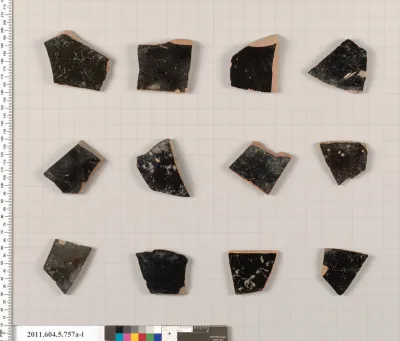 Terracotta fragments of kylikes (drinking cups)