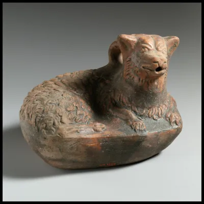 Terracotta askos in the form of a dog