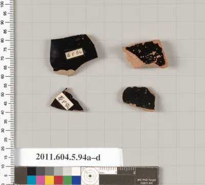 Terracotta fragments of kylikes (drinking cups)