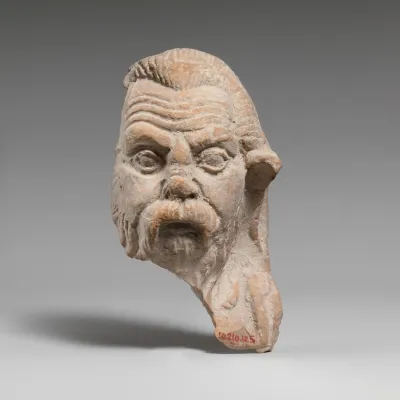 Fragment of a terracotta head of a satyr
