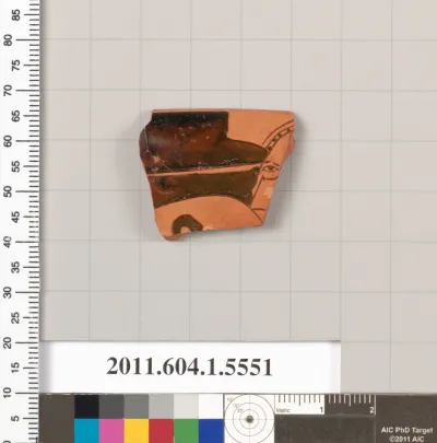 Terracotta rim fragment of a kylix (drinking cup)