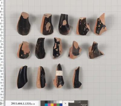 Terracotta fragments of kylikes (drinking cups)