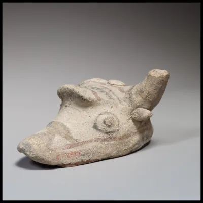 Bull's head mask with human characteristics