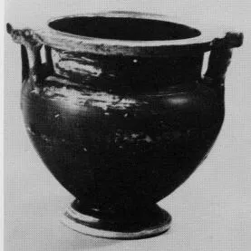 KRATER, COLUMN (CORINTHIAN, BLACK GLAZE)