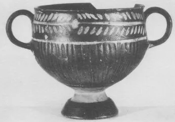 SKYPHOS (SOUTH ITALIAN, GNATHIAN, BLACK GLAZE)