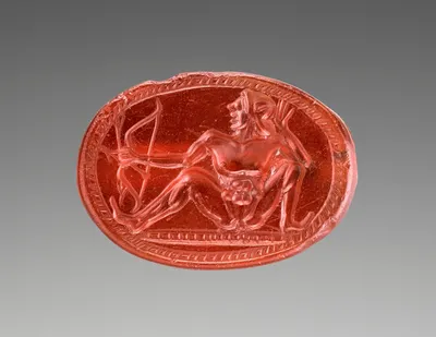 Engraved Scarab with a Nude Archer