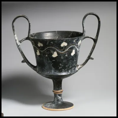 Terracotta kantharos (drinking cup with two high handles)