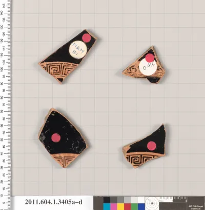 Terracotta fragments of kylikes (drinking cups)