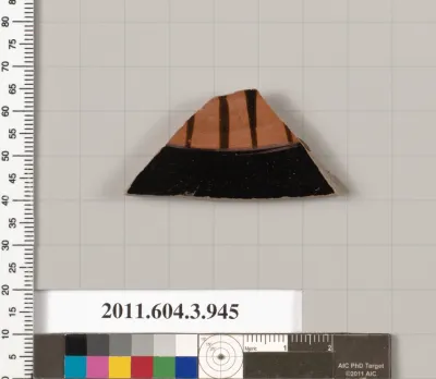 Terracotta fragment of a lekanis lid (covered dish)