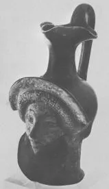 FIGURE VASE, OINOCHOE (ATHENIAN, RED-FIGURE)