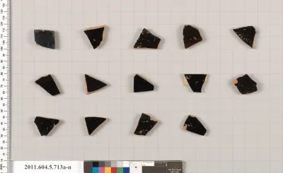 Terracotta fragments of kylikes (drinking cups)