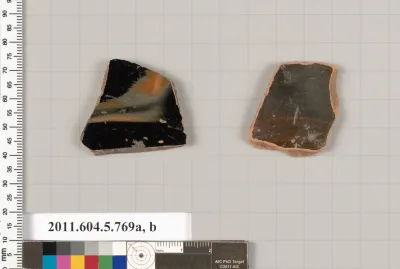 Terracotta fragments of kylikes (drinking cups)