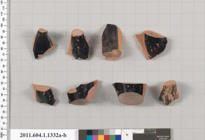 Terracotta fragments of kylikes (drinking cups)