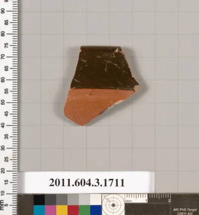 Terracotta rim fragment of a kylix: Band cup (drinking cup)