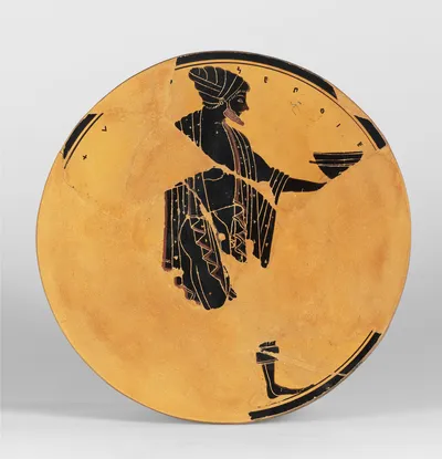 Attische Schale. ohne Rand, auf hohem Fuß