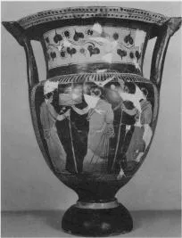 KRATER, COLUMN (SOUTH ITALIAN, APULIAN, RED-FIGURE)