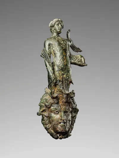 Handle Formed as the Figure of a Tritoness over a Triton Mask