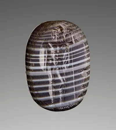 Engraved Scaraboid with a Standing Warrior