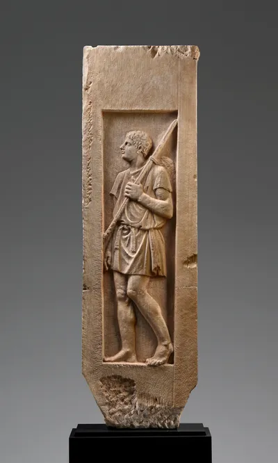 Side Panel of a Grave Naiskos with the Relief of a Young Hunter