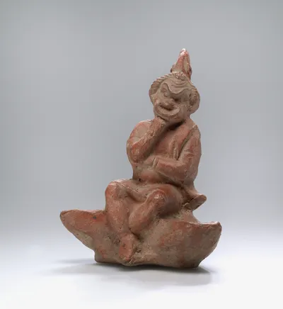 Double-spouted Hanging Lamp with the Figure of a Comic Actor