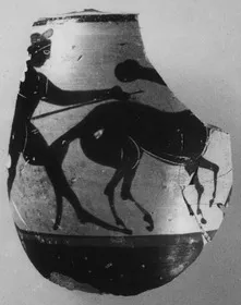 LEKYTHOS, FRAGMENT (ATHENIAN, BLACK-FIGURE)