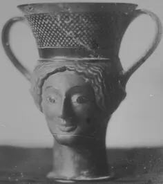 FIGURE VASE, KANTHAROS (ATHENIAN, RED-FIGURE)