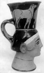 FIGURE VASE, MUG (ATHENIAN, RED-FIGURE)