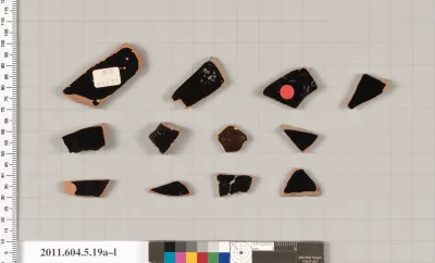 Terracotta fragments of kylikes (drinking cups)