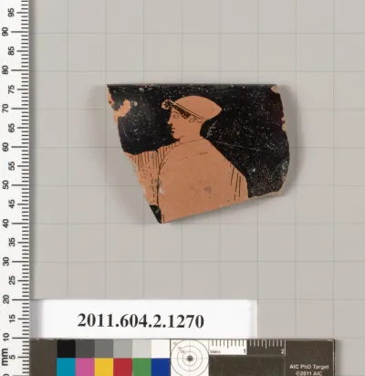 Terracotta rim fragment of a skyphos (deep drinking cup)