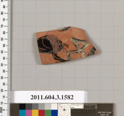 Terracotta fragment of a kylix: Band cup (drinking cup)