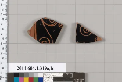 Terracotta fragments of a kylix (drinking cup)