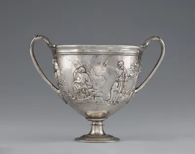 Two-handled Cup with Relief Decoration