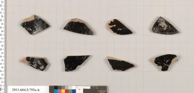 Terracotta fragments of kylikes (drinking cups)