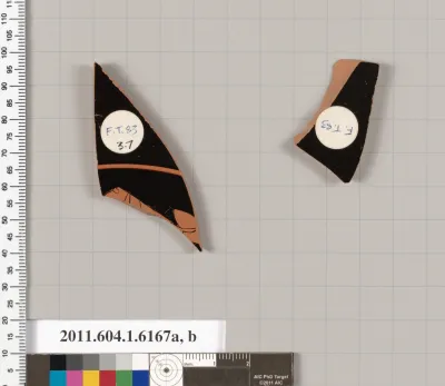 Terracotta fragments of a kylix (drinking cup)