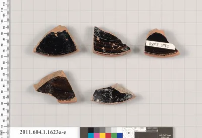 Terracotta fragments of kylikes (drinking cups)