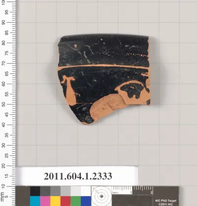 Terracotta rim fragment of a kylix (drinking cup)