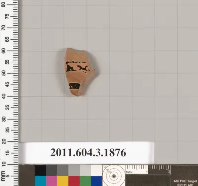 Terracotta fragment of a kylix: Band or lip cup (drinking cup)